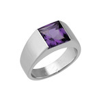 Vintage Cartier 18k White Gold Amethyst Tank Ring (Ring Size: 5.75)