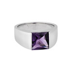 Vintage Cartier 18k White Gold Amethyst Tank Ring (Ring Size: 5.75)