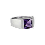 Vintage Cartier 18k White Gold Amethyst Tank Ring (Ring Size: 5.75)