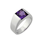 Vintage Cartier 18k White Gold Amethyst Tank Ring (Ring Size: 5.75)