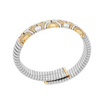 Vintage Bvlgari 18k Yellow Gold + Stainless Steel Diamond Flex Bangle // Bracelet: 16cm