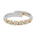 Vintage Bvlgari 18k Yellow Gold + Stainless Steel Diamond Flex Bangle // Bracelet: 16cm