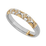 Vintage Bvlgari 18k Yellow Gold + Stainless Steel Diamond Flex Bangle // Bracelet: 16cm