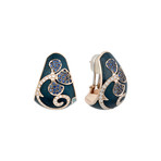 Vintage Nouvelle Bague 18k Rose Gold Sapphire + Diamond Flower Earrings