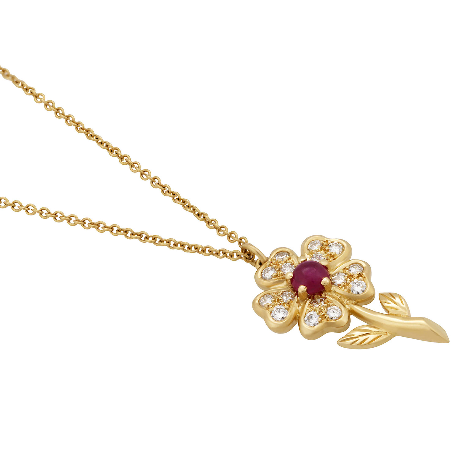 Vintage Hans D. Krieger 18k Yellow Gold Ruby + Diamond Necklace ...