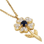 Vintage Hans D. Krieger 18k Yellow Gold Sapphire + Diamond Pendant Necklace