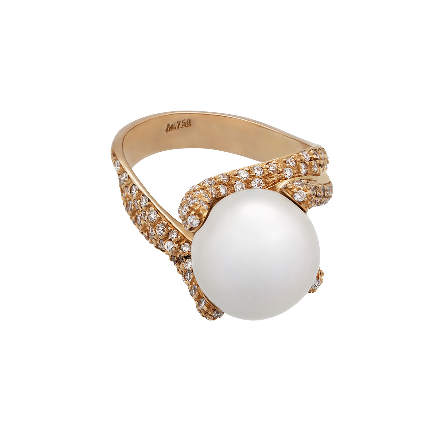 Vintage Hans D. Krieger 18k Rose Gold Pearl + Diamond Ring I // Ring ...