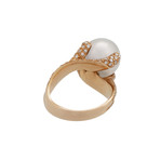 Vintage Hans D. Krieger 18k Rose Gold Pearl + Diamond Ring I // Ring Size: 7