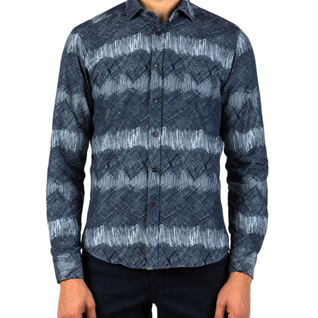 Craig Patterned Dress Shirt // Blue (L)