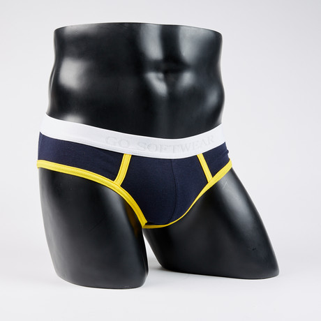 Classic Lo-Rise Brief // Navy + Yellow (L)