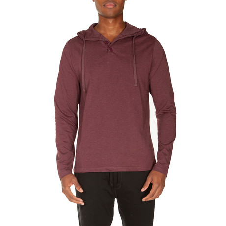 Super Soft Hooded Henley // Cranberry Heather (S)
