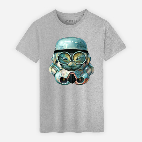 Trooper Cat T-Shirt // Grey (S)