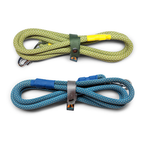 Recycled Climbing Rope Leash // 2-Pack (Green + Yellow, Blue + White)