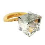 Vintage Comete 18k Yellow Gold + 18k White Gold Parasolite Ring // Ring Size: 6.5