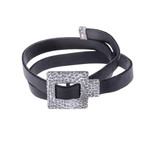 Think Positive Belt Bracelet // Silver + Black Leather