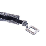 Hammered Silver Chain + Black Leather Men Bracelet