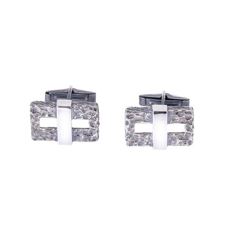 Hammered Silver Chain Cufflinks