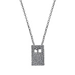 Hammered Silver Pendant + Gunmetal Chain