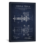 Tesla Regulator Navy Blue Patent Blueprint // Aged Pixel (12"W x 18"H x 0.75"D)