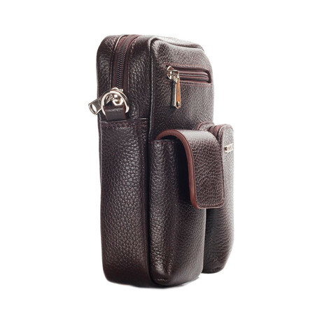 Crossbody Double-Compartment Bag // Brown