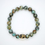 African Turquoise Bead Bracelet // Turquoise + Gold