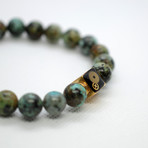 African Turquoise Bead Bracelet // Turquoise + Gold