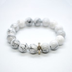 Howlite Bead Bracelet // White + Silver