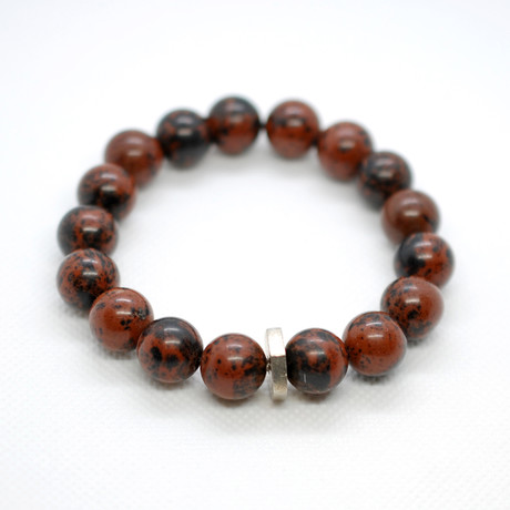 Mahogany Obsidian Bead Bracelet // Nut