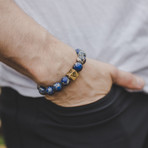 Regalite Bead Bracelet // Blue + White + Gold