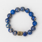 Regalite Bead Bracelet // Blue + White + Gold