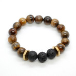 Lava + Tiger's Eye Mix Bead Bracelet // Nut