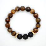 Lava + Tiger's Eye Mix Bead Bracelet // Nut