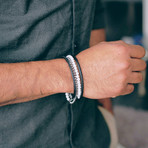 Wrap Bracelet // White Howlite Beads // Chain // Leather Cord (Small // 33"L)