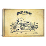 Harley-Davidson Vintage Patent Blueprint // Aged Pixel (26"W x 18"H x 0.75"D)