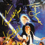 Star Wars Return Of The Jedi // Mark Hamill + Harrison Ford + Carrie Fisher + Earl Jones + Lucas Hand-Signed // Custom Frame (Signed Photo Only + Custom Frame)