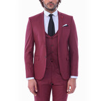 Ike 3-Piece Slim Fit Suit // Burgundy (US: 40R)