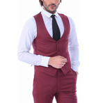 Ike 3-Piece Slim Fit Suit // Burgundy (US: 44R)