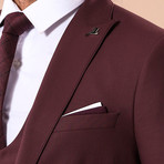 Leonard 3-Piece Slim-Fit Suit // Burgundy (Euro: 52)
