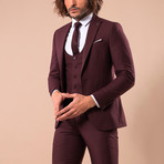 Leonard 3-Piece Slim-Fit Suit // Burgundy (US: 38R)