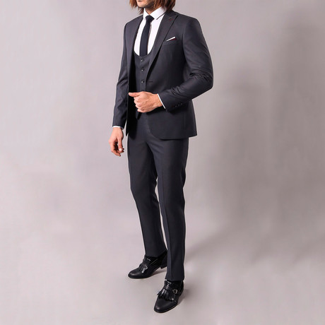 Rashad 3-Piece Slim-Fit Suit // Smoke (US: 44R)