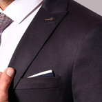 JC 3-Piece Slim-Fit Suit // Charcoal + Burgundy Buttons (US: 42R)