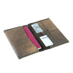 Walter Embossed Plane Icon Passport Case // Dark Brown