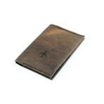 Walter Embossed Plane Icon Passport Case // Dark Brown