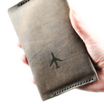 Walter Embossed Plane Icon Passport Case // Dark Brown