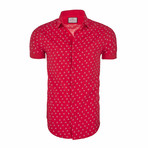 Seymour Short-Sleeve Casual Button Down Shirt // Red (S)