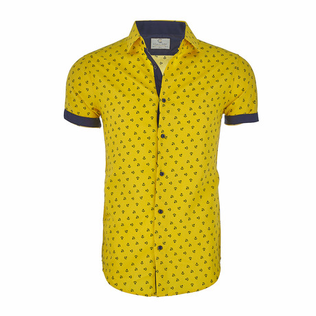 Leigh Short-Sleeve Casual Button Down Shirt // Yellow (XS)