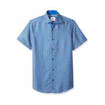 Freddie Short-Sleeve Casual Button Down Shirt // Blue (L)