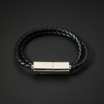 Leather USB-C Bracelet // Glossy Silver
