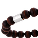 Artem Wood Bracelet // Silver + Brown (7.08"L)