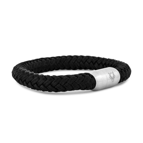 Portus Nautical Rope Bracelet // Silver + Black (7.08"L)